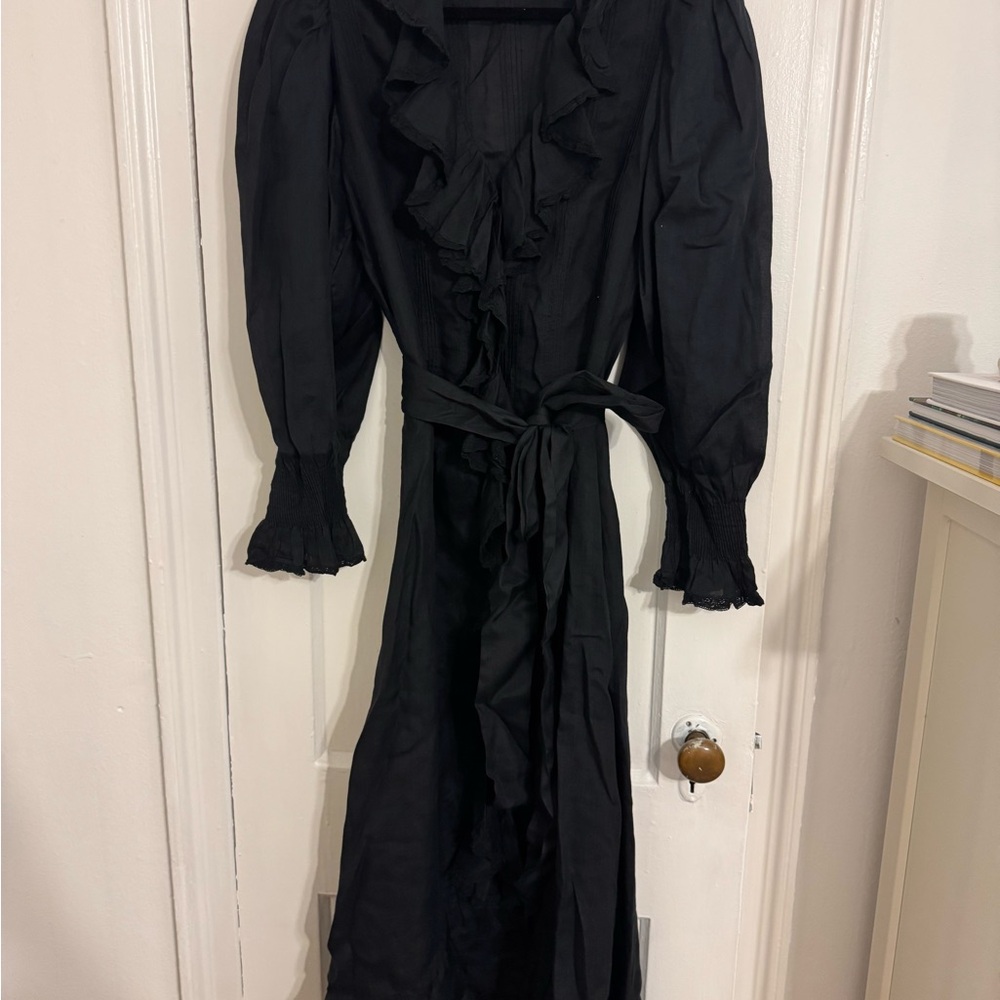 Doen Black Long Sleeve Ruffle Dress